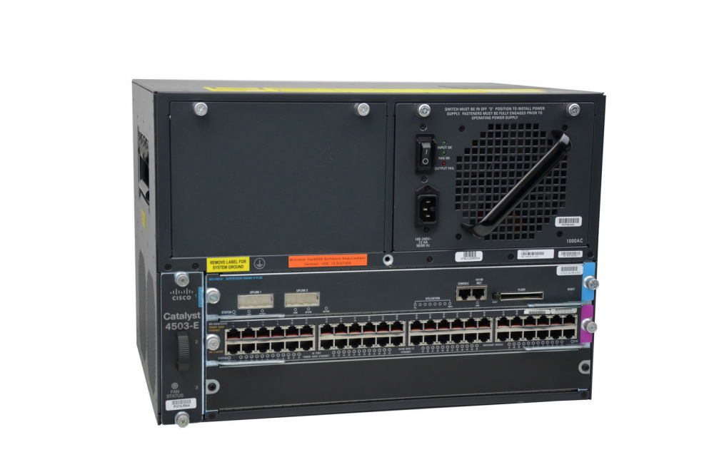 Cisco Catalyst 4503-E Data Bundle - Switch - L4 - managed - 48 x 10/100 + 2 x GBIC - an Rack montierbar - mit Cisco Catalyst 4500 Series Supervisor Engine II-Plus (WS-X4013+) 